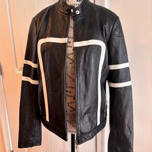 Oakwood Lambskin Black and White Leather Jacket size XL